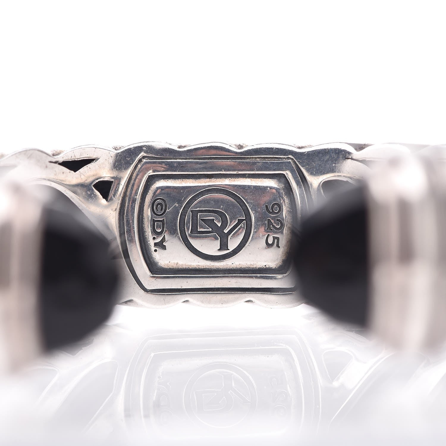 David Yurman Sterling Silver Black Onyx 15mm Sculpted Cable Bracelet 4 of 5