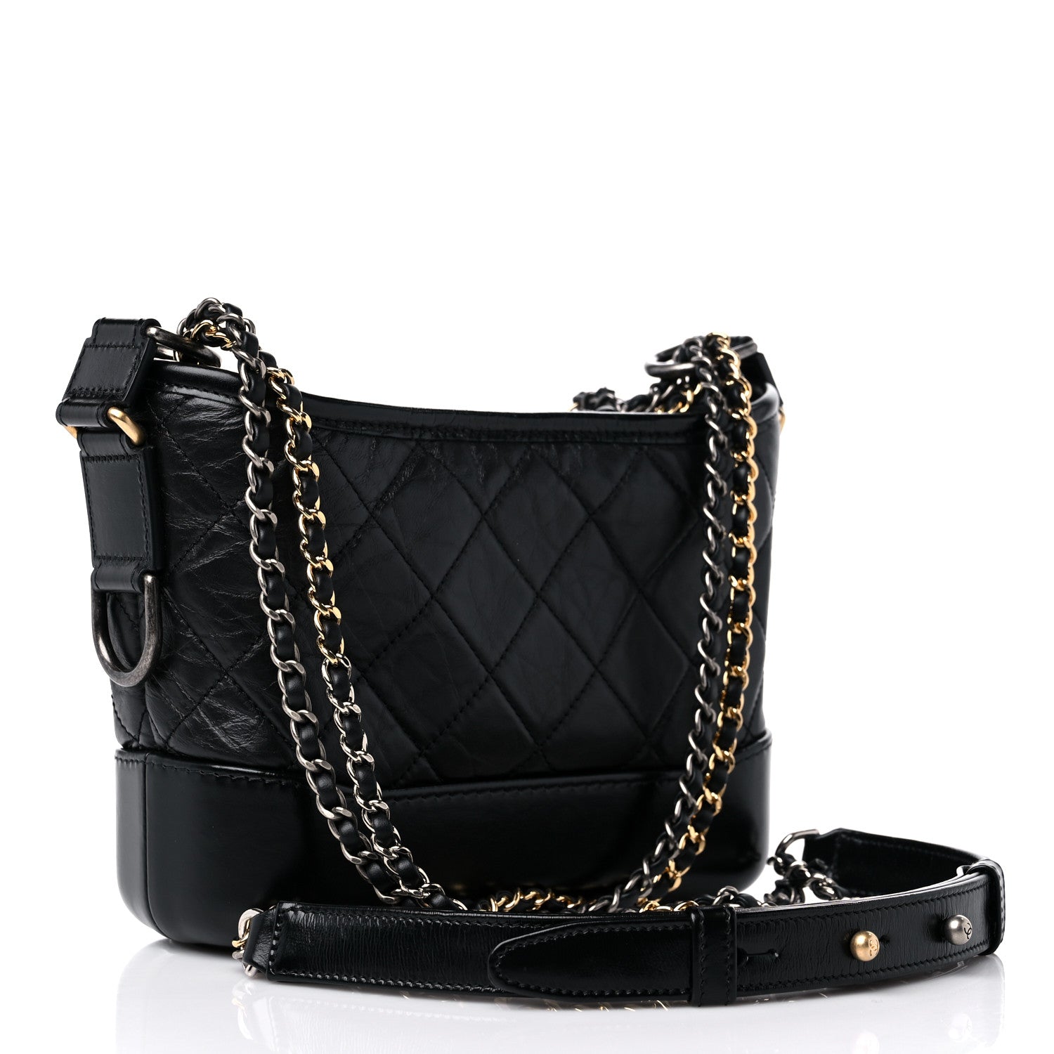 Chanel Aged Calfskin Quilted Small Gabrielle Hobo Black 3 of 11