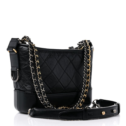 Chanel Aged Calfskin Quilted Small Gabrielle Hobo Black 3 of 11