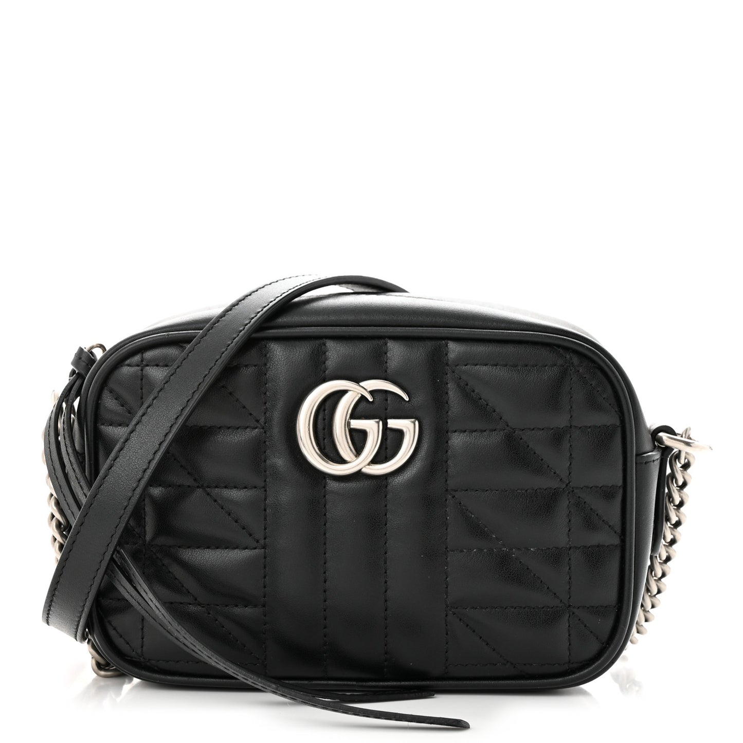 Calfskin Matelasse Aria Mini GG Marmont Chain Shoulder Bag Black