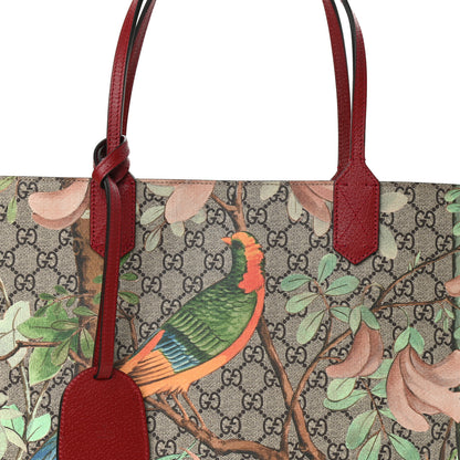 Gucci GG Supreme Monogram Tian Medium Shopping Tote Beige Multicolor Red 8 of 10
