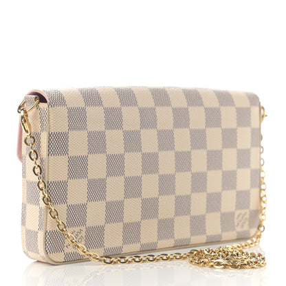Louis Vuitton Damier Azur Pochette Felicie Chain Wallet Rose Ballerine 4 of 13