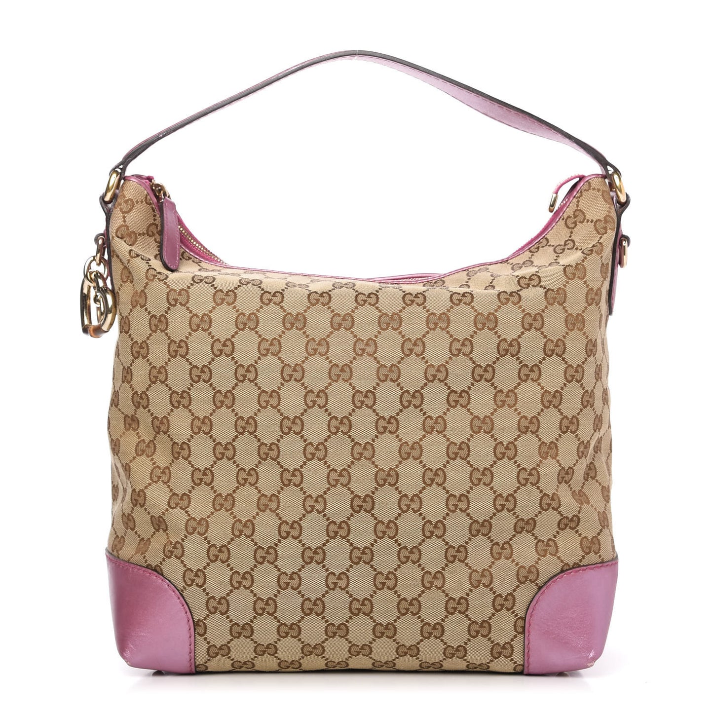 Monogram Medium Heart Bit Charm Hobo Pink