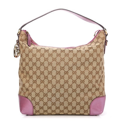 Gucci Monogram Medium Heart Bit Charm Hobo Pink 1 of 12