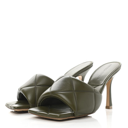 Bottega Veneta Nappa Quilted Rubber Lido Mule Sandals 36.5 Khaki 3 of 9