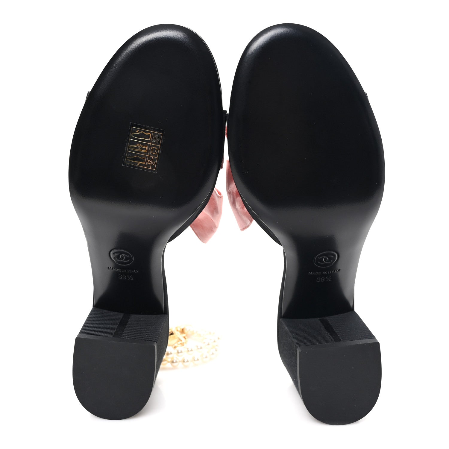 Chanel Silk Pearl Bow CC Ankle Strap Sandals 39.5 Pink Black 6 of 10