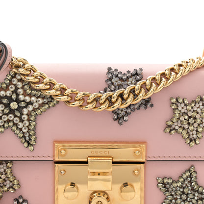 Gucci Calfskin Crystal Star Embroidered Small Padlock Shoulder Bag Perfect Pink Multicolor 8 of 13