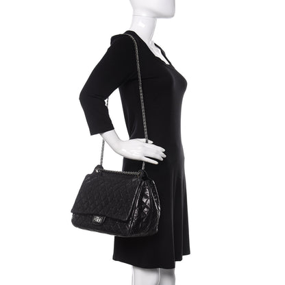 Chanel Metallic Aged Calfskin Quilted Reissue 2.55 Accordion Flap Black 3 of 13