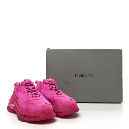 Balenciaga Fabric Mesh Clear Sole Fluo Womens Triple S Sneakers 40 Pink 11 of 11
