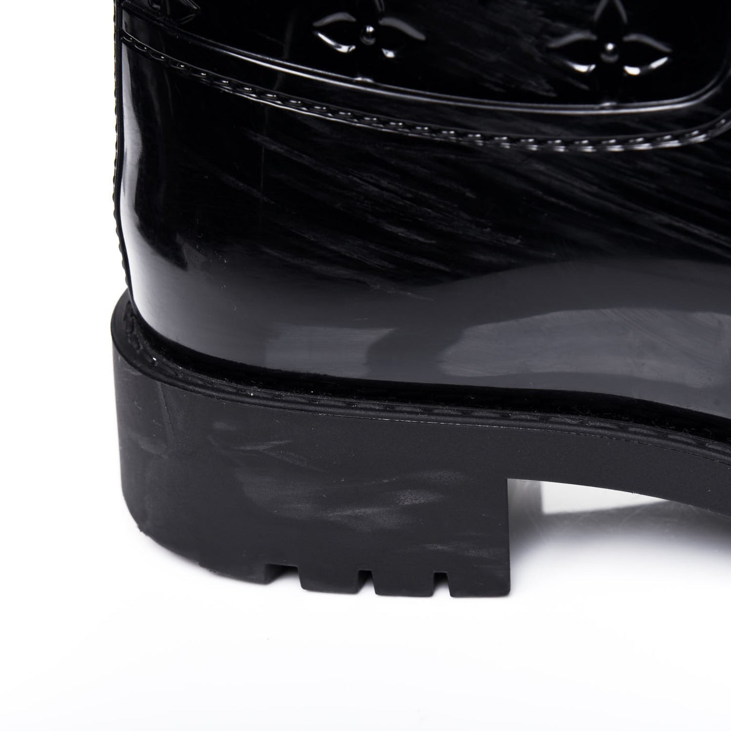 Rubber Embossed Monogram Drops Flat Half Boots 39 Black