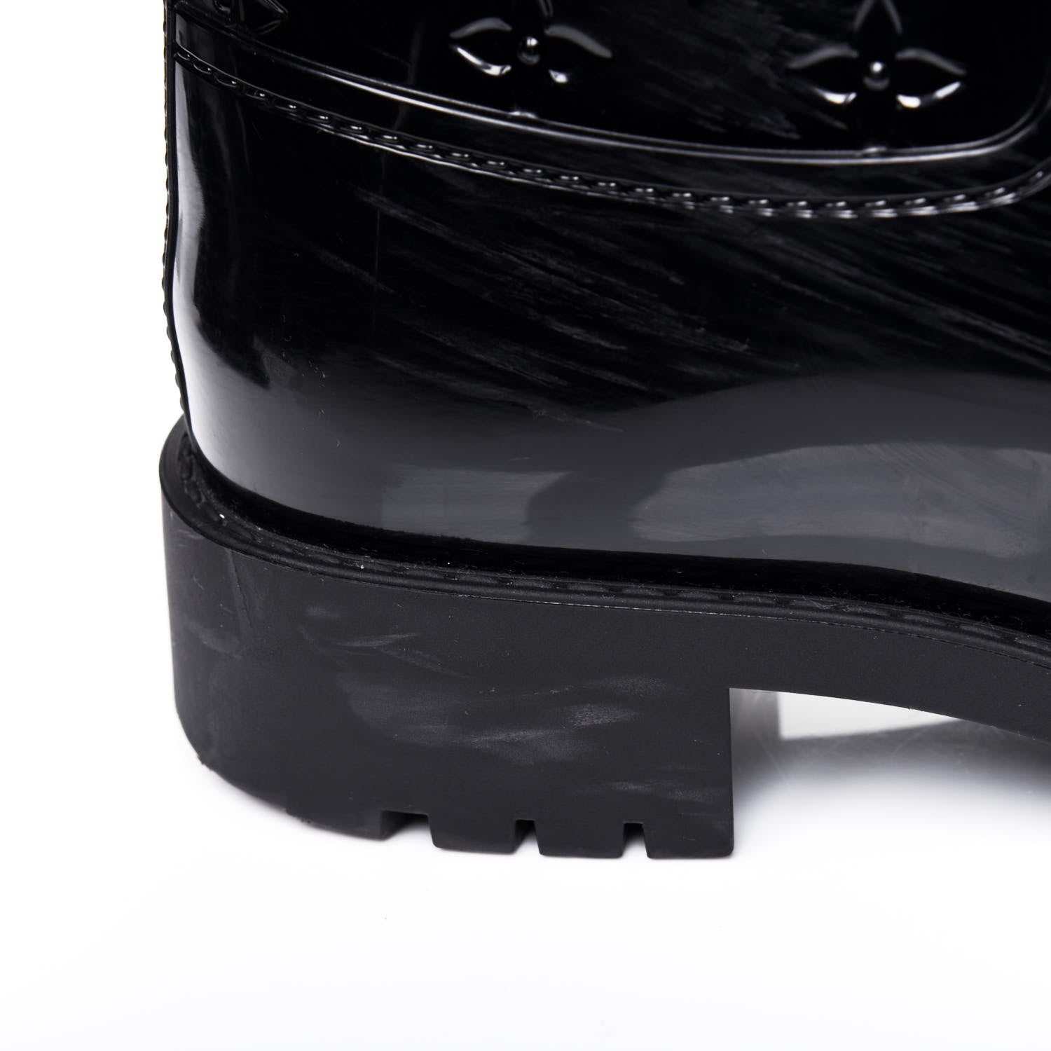 Louis Vuitton Rubber Embossed Monogram Drops Flat Half Boots 39 Black 13 of 13