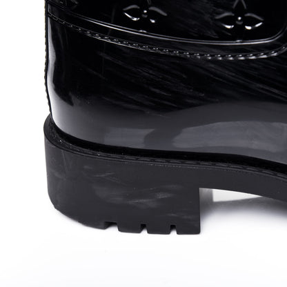 Louis Vuitton Rubber Embossed Monogram Drops Flat Half Boots 39 Black 13 of 13