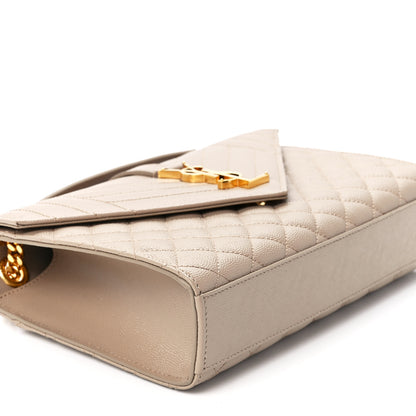 Saint Laurent Grain De Poudre Textured Mixed Matelasse Medium Triquilt Monogram Satchel Dark Beige 11 of 13