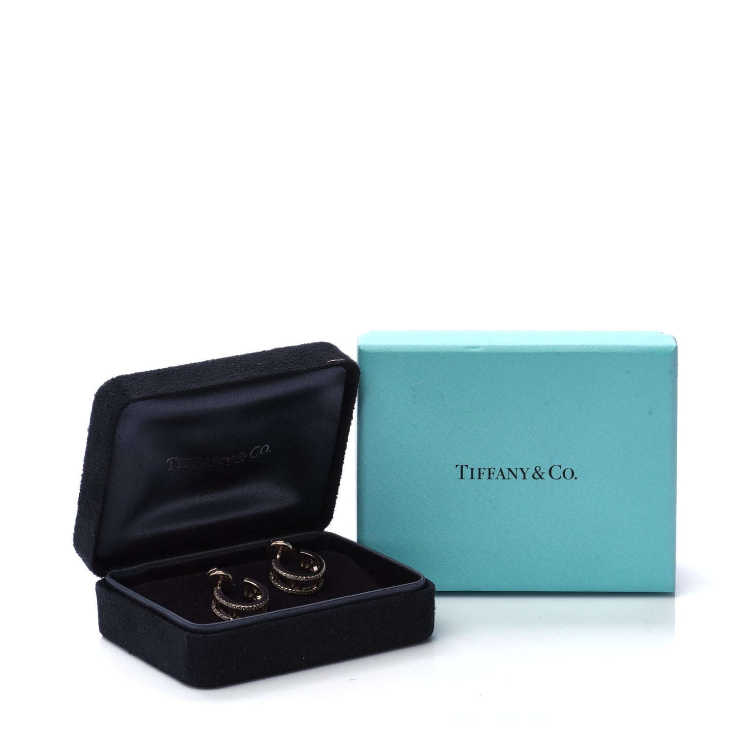 18K Rose Gold Diamond Atlas Open Hoop Earrings