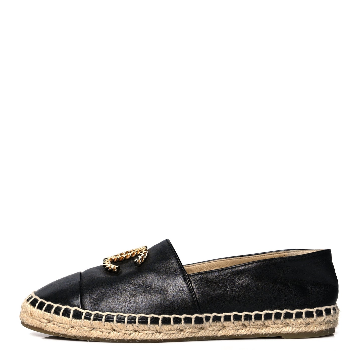 Calfskin Chain CC Espadrilles 36 Black