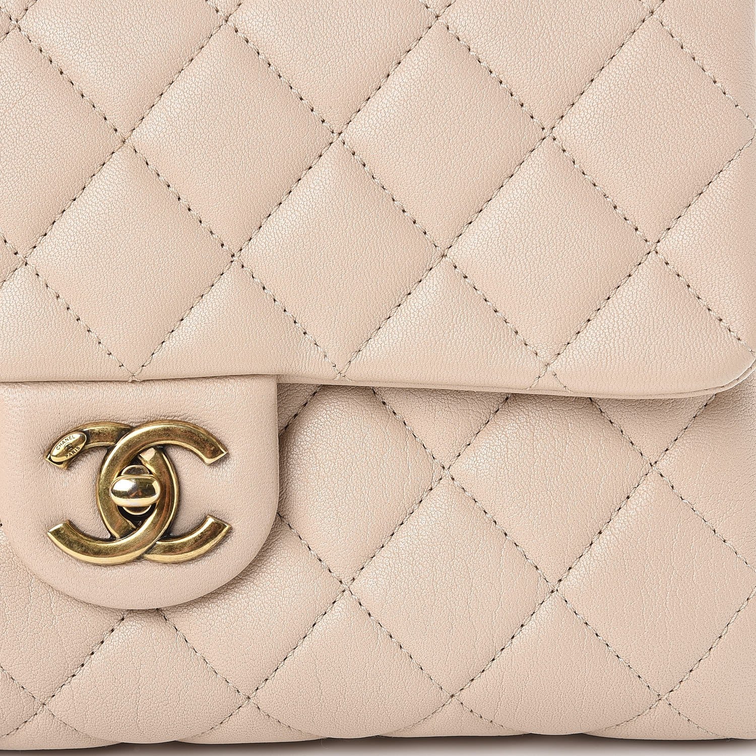 Chanel Shiny Sheepskin Quilted Small Trapezio Flap Beige 8 of 9