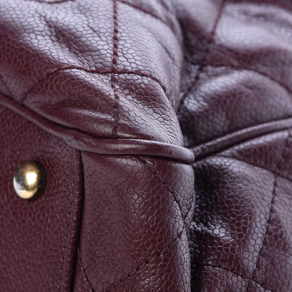 Chanel Glazed Caviar Quilted Small Shiva Tote Burgundy 12 of 12