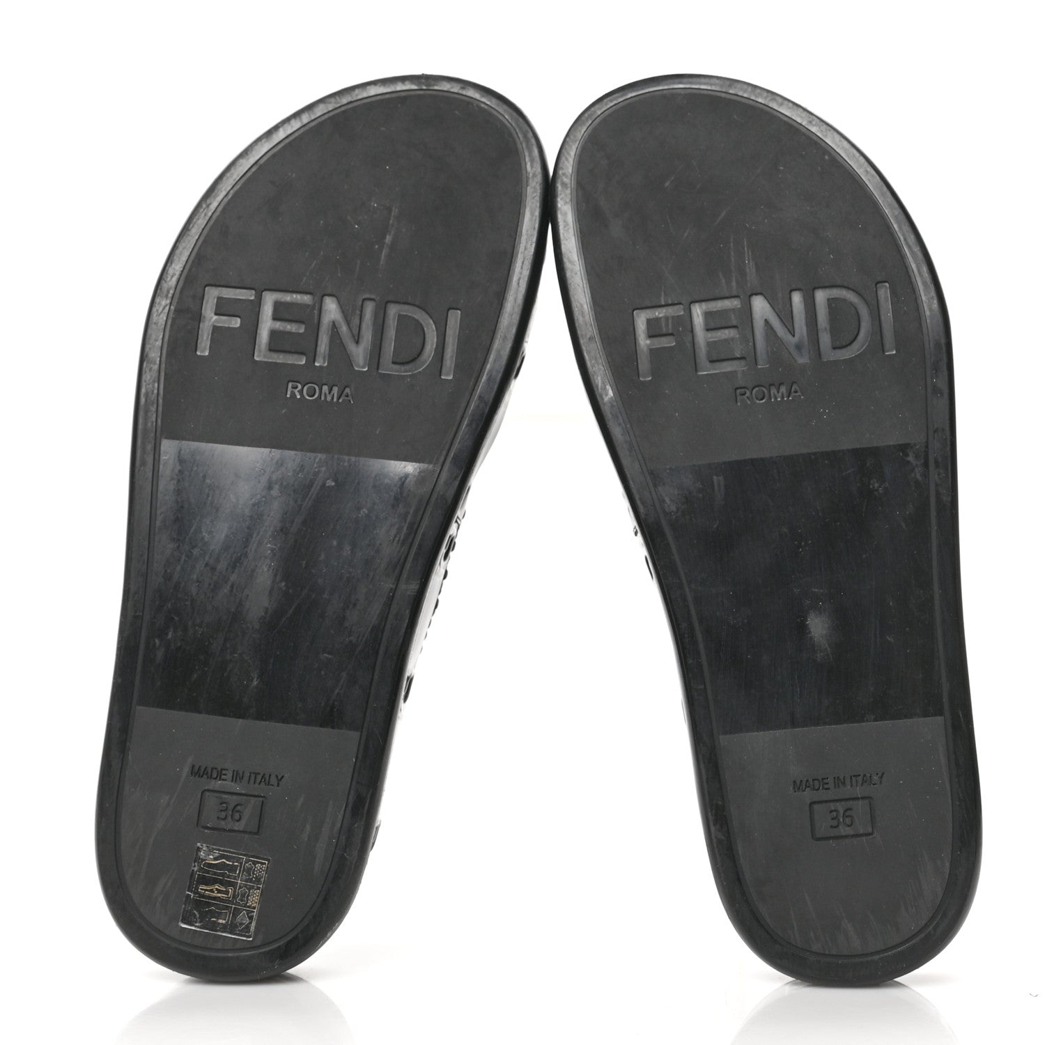 Fendi Raffia Rubber FF Woven Reflections Crisscross Slide Sandals 36 Black 5 of 7