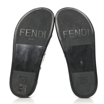 Fendi Raffia Rubber FF Woven Reflections Crisscross Slide Sandals 36 Black 5 of 7