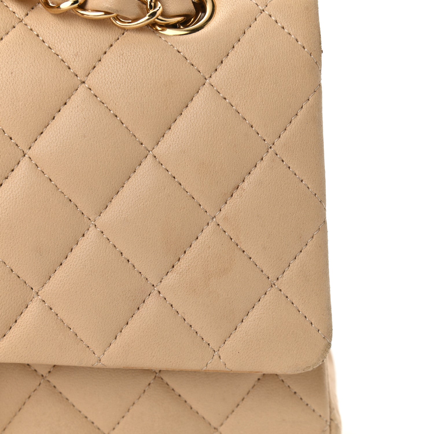Chanel Lambskin Quilted Medium Double Flap Beige 13 of 15