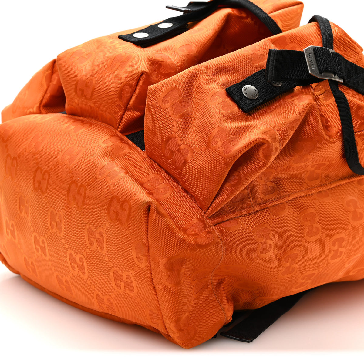 Gucci Econyl Nylon Monogram Off The Grid Utility Pocket Backpack Carrot Orange Black 10 of 11