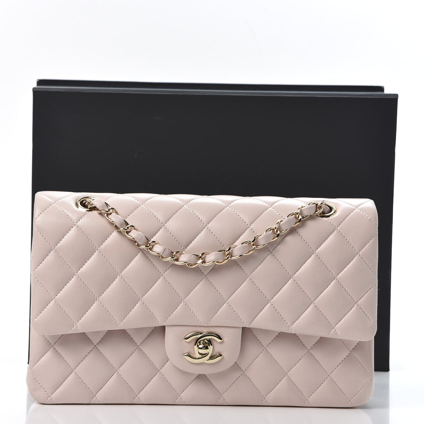 Lambskin Quilted Medium Double Flap Pink