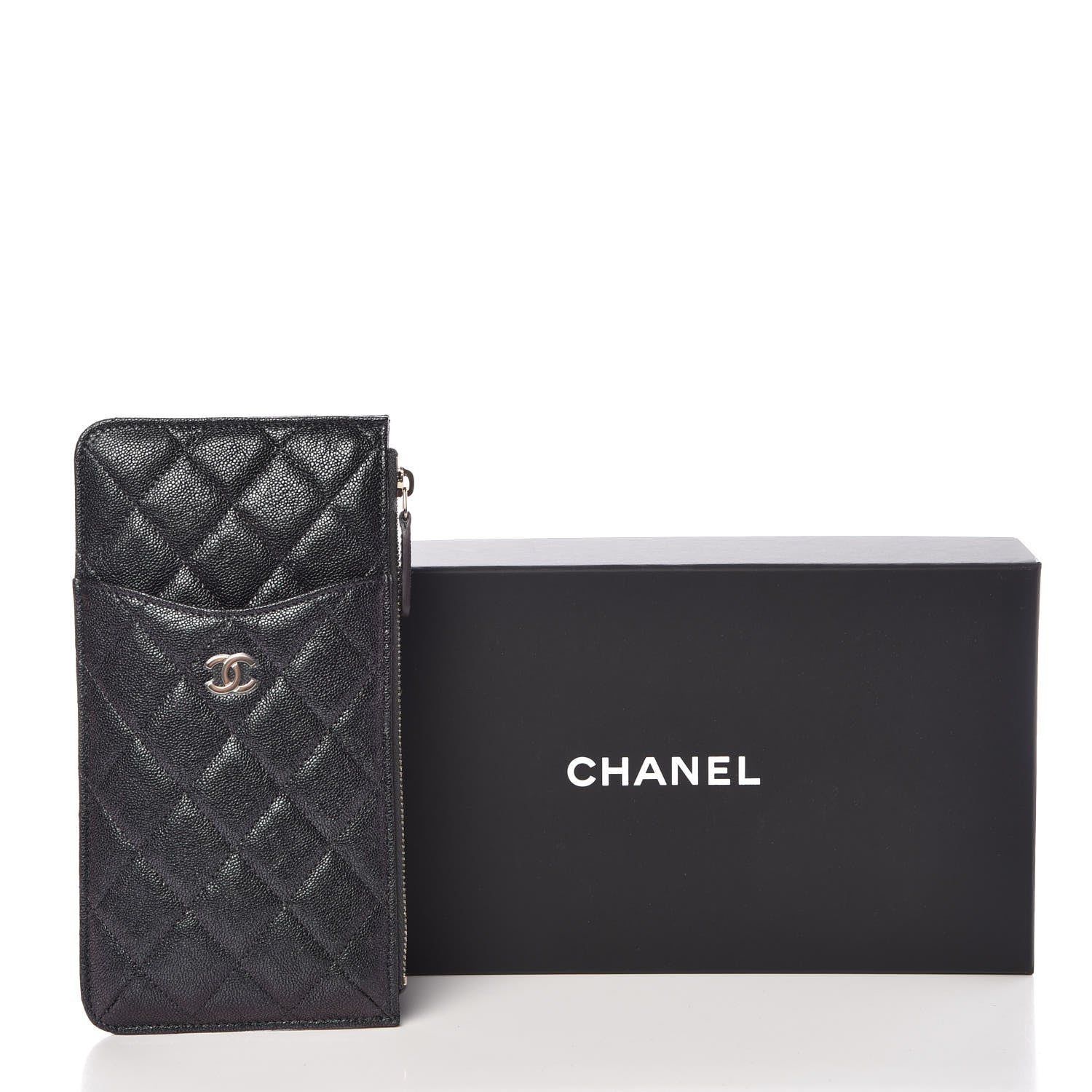 Chanel Iridescent Caviar Quilted Classic Flat Wallet Pouch Black 8 of 8