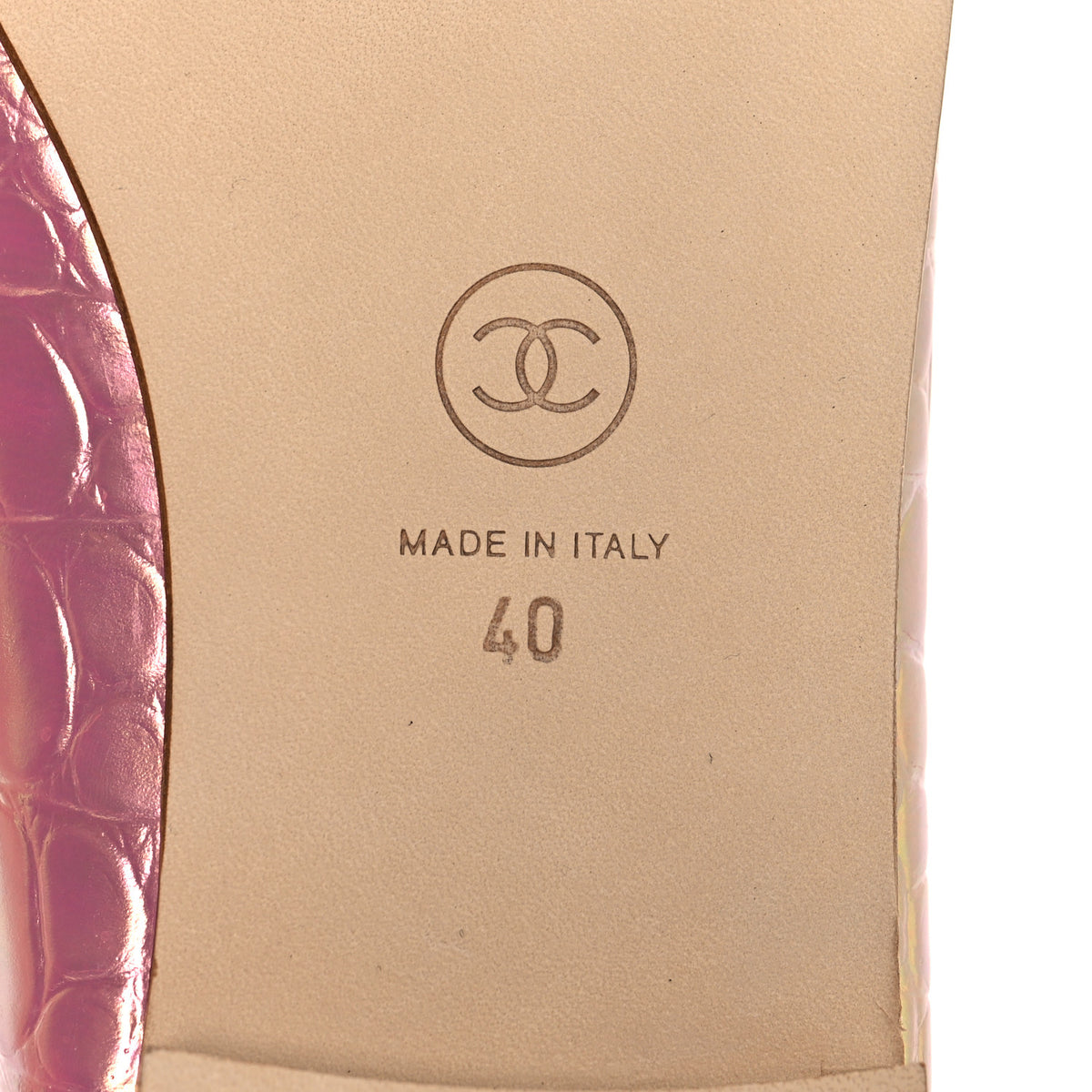 Chanel Iridescent Calfskin Crocodile Embossed Ballerina Flats 40 Pink 8 of 10