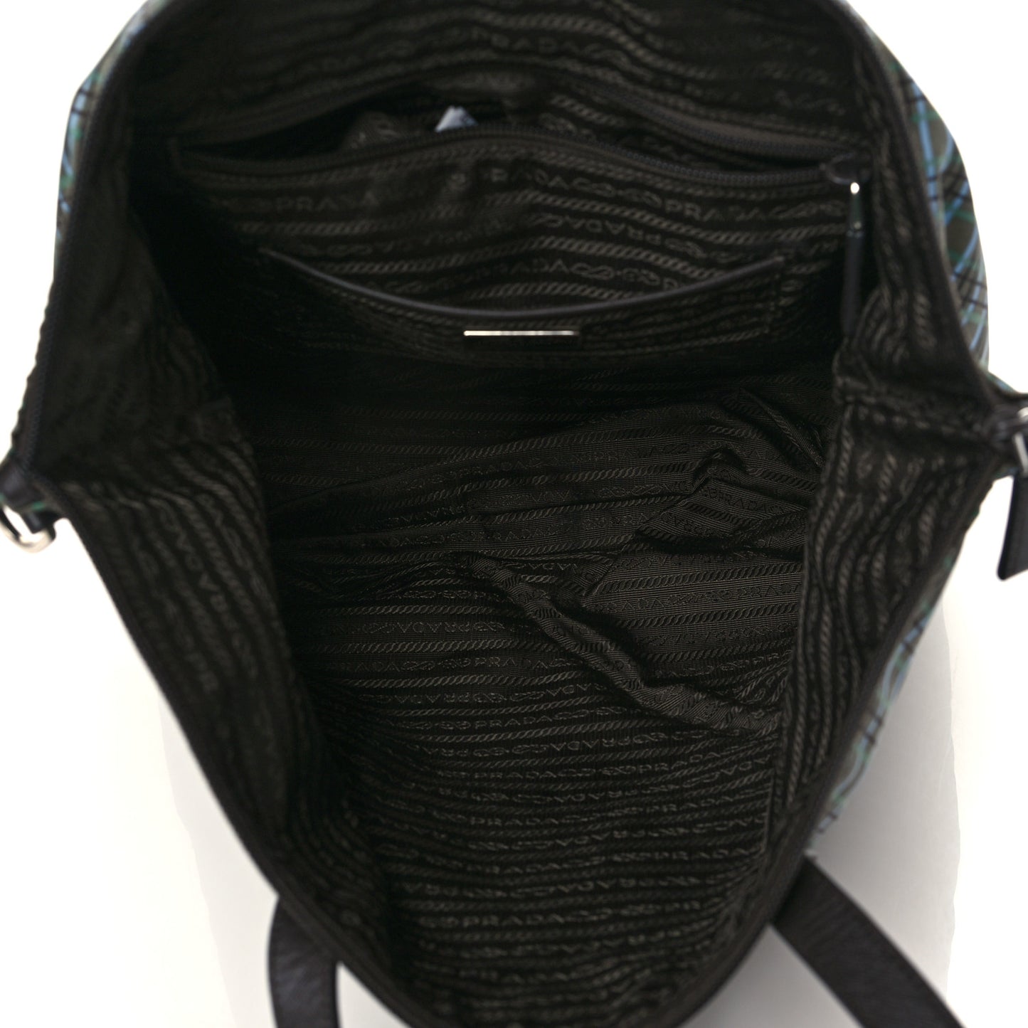 Tessuto Stampato Nylon Saffiano Check Print Tote Green