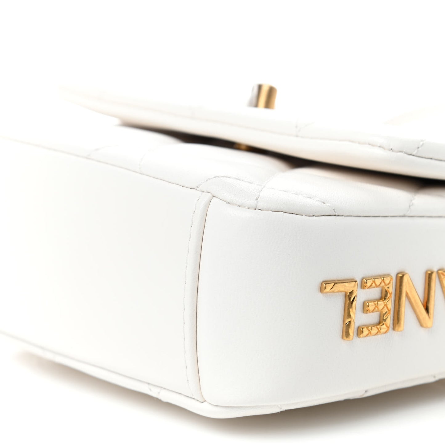 Lambskin Quilted Mini Side Note Flap White