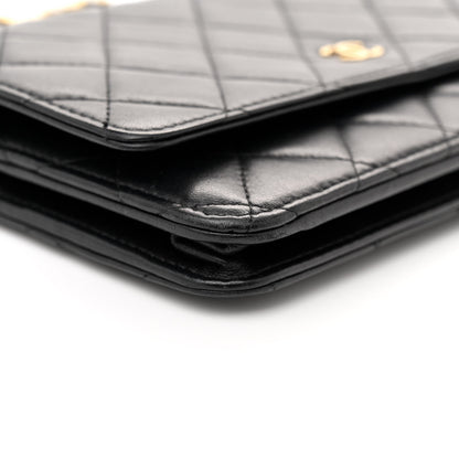 Chanel Lambskin Quilted Wallet On Chain WOC Black 9 of 15
