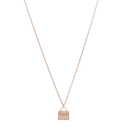 Hermes 18K Rose Gold Diamond Kelly Amulettes Pendant Necklace 1 of 5