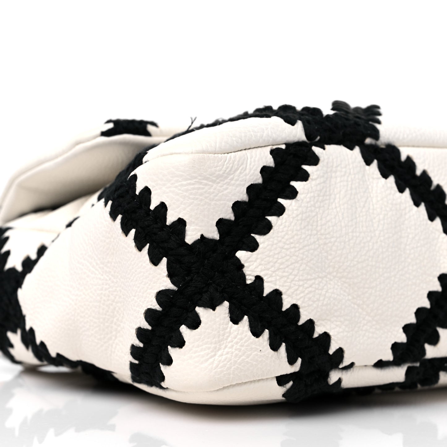 Calfskin Crochet Medium Chanel 19 Flap White Black