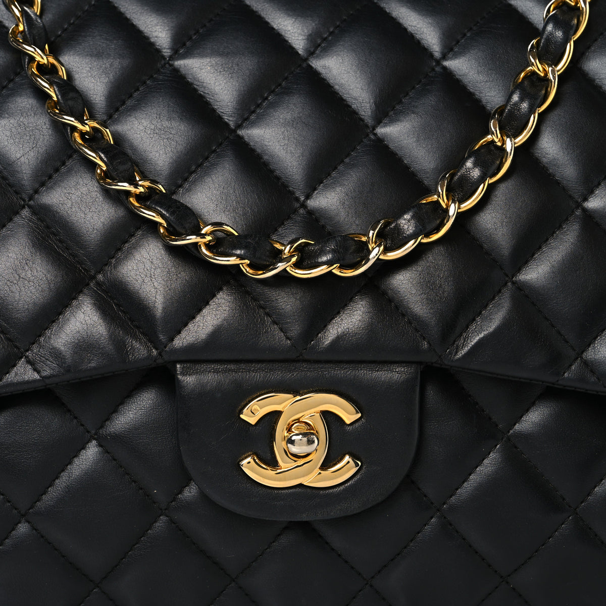 Chanel Lambskin Quilted Jumbo Double Flap Black 8 of 11