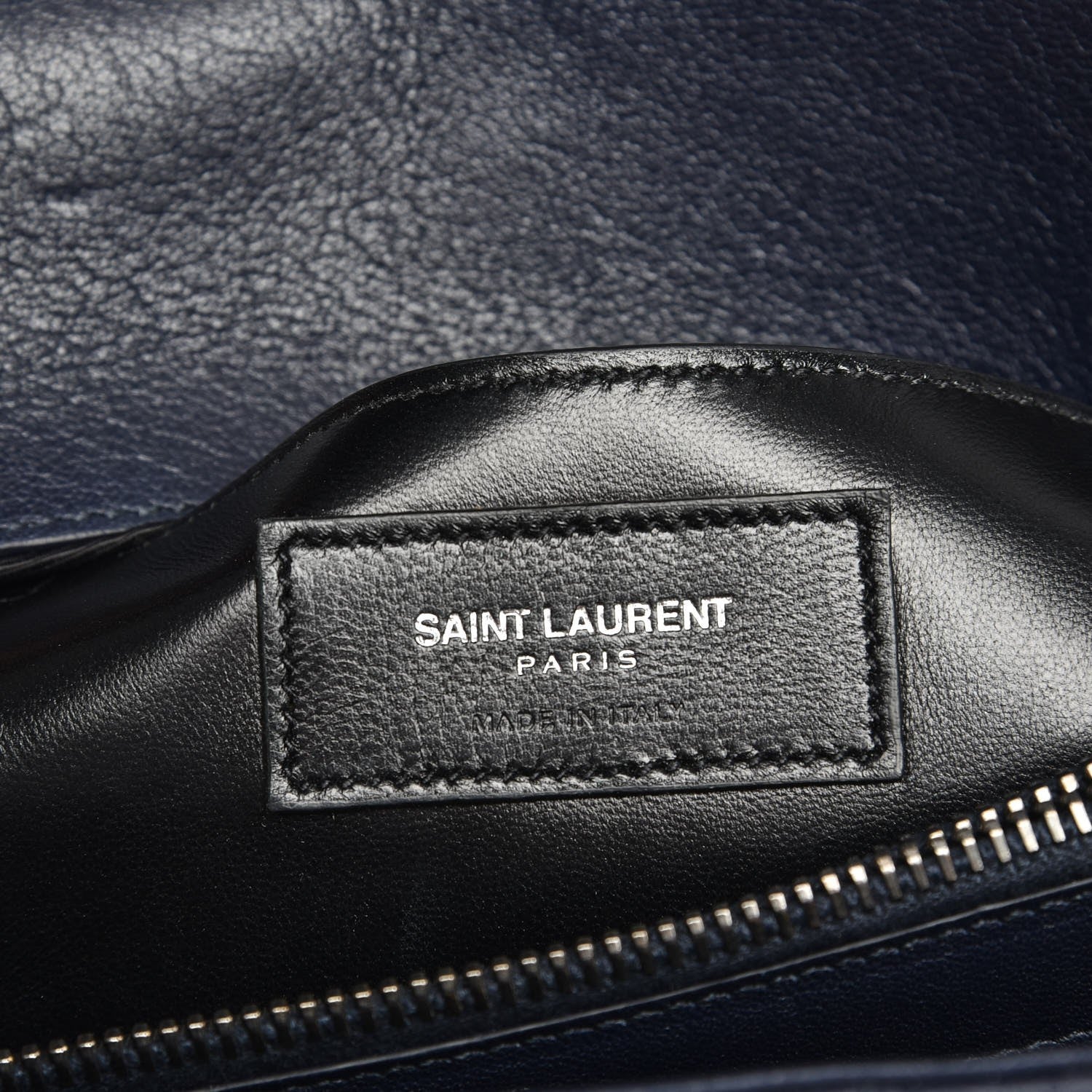 Saint Laurent Sheepskin Matelasse Chevron Monogram Large College Satchel Navy Blue 7 of 8