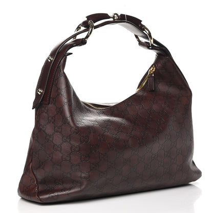 Gucci Guccissima Medium Horsebit Chain Hobo Dark Brown 3 of 11