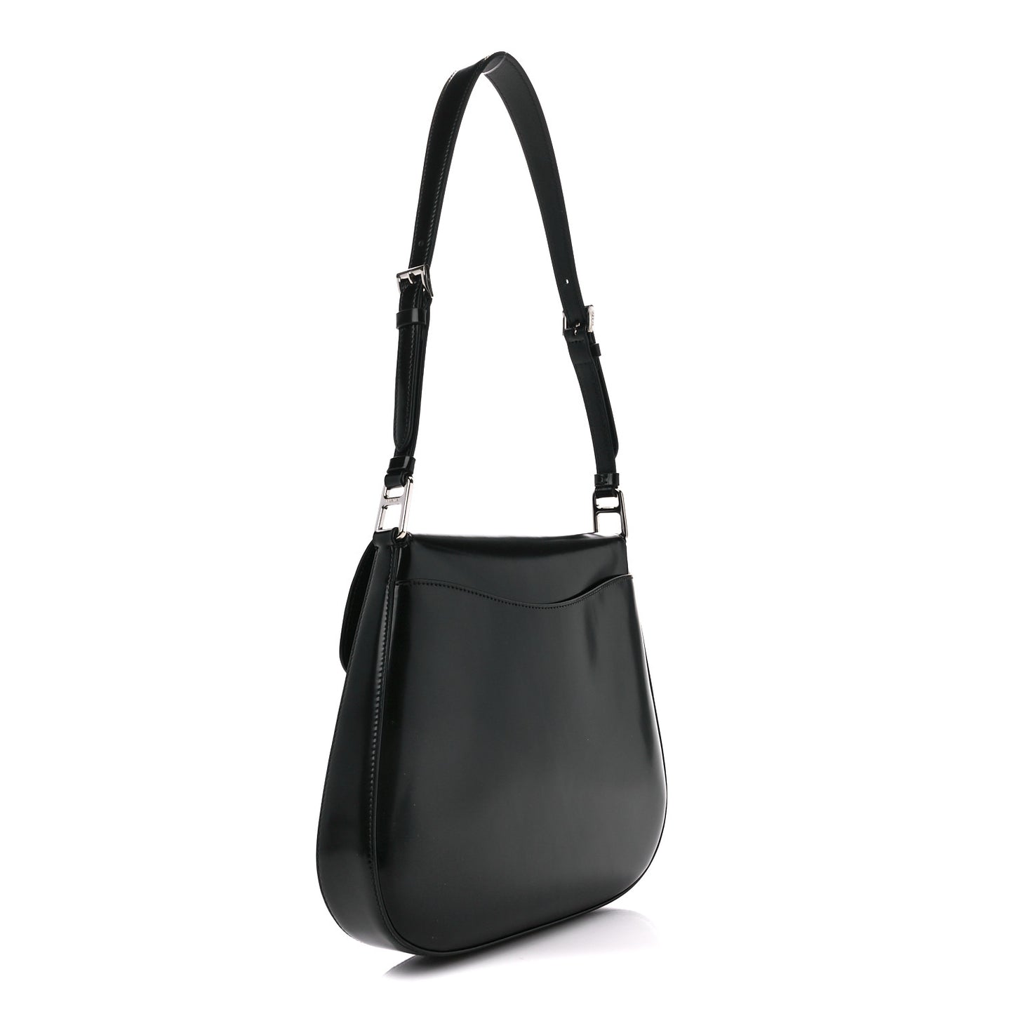 Spazzolato Cleo Flap Adjustable Strap Shoulder Bag Black