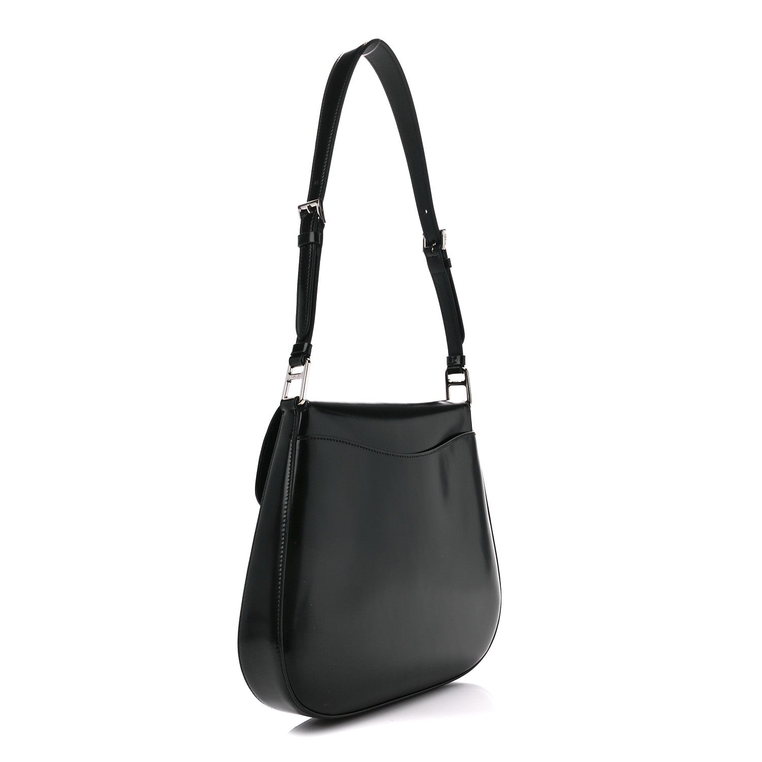 Prada Spazzolato Cleo Flap Adjustable Strap Shoulder Bag Black 3 of 11