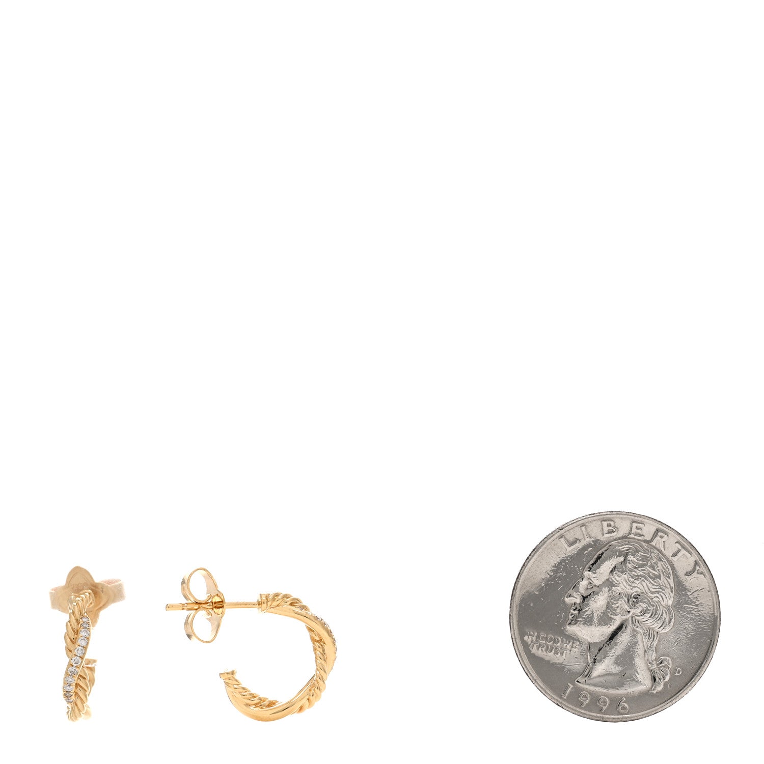 David Yurman 18K Yellow Gold Diamond Petite Infinity Huggie Hoop Earrings 2 of 4