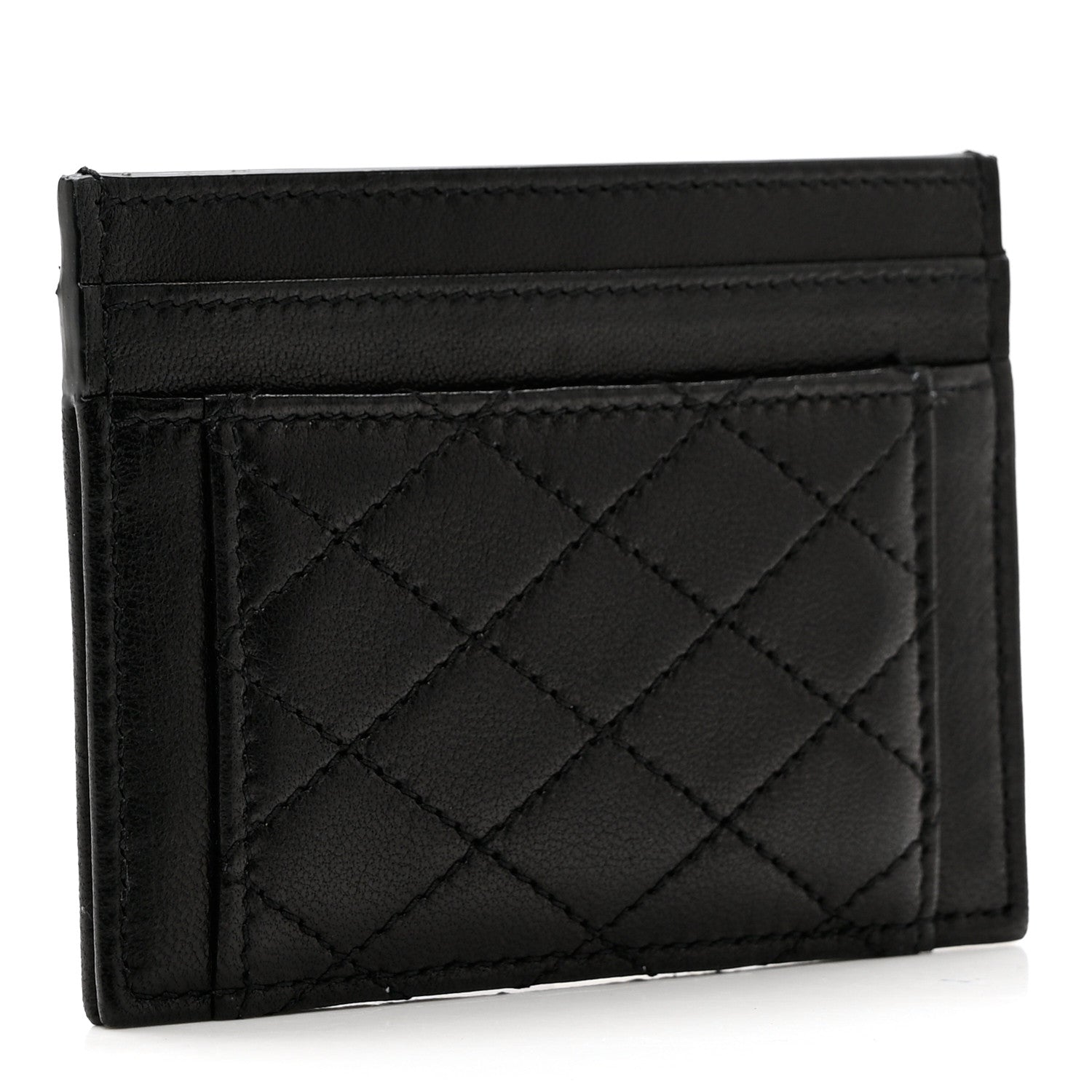 Saint Laurent Lambskin Quilted Gaby Credit Card Case Black 3 of 7