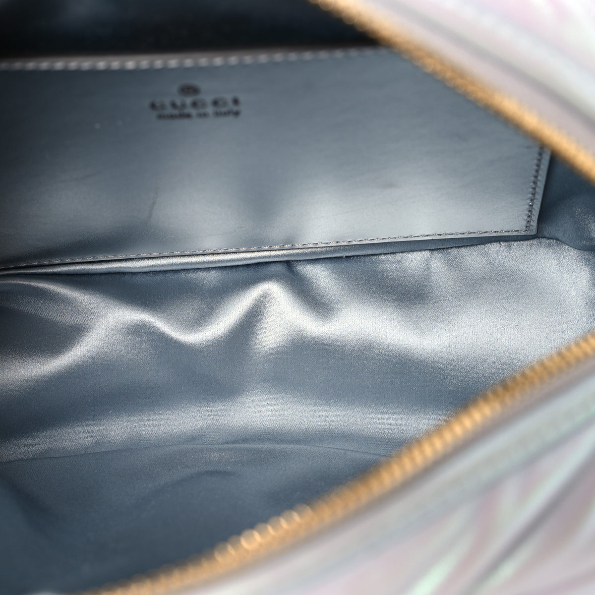 Gucci Iridescent Nappa Chevron Matelasse Small GG Marmont Chain Shoulder Bag Iridescent Snow Light Blue 5 of 11