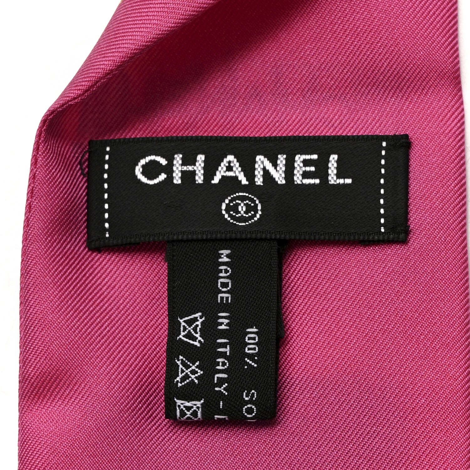 Chanel Silk Twill Slim Labels Bandeau Scarf Pink Multicolor 3 of 3