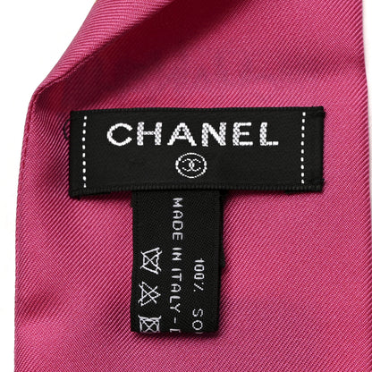 Chanel Silk Twill Slim Labels Bandeau Scarf Pink Multicolor 3 of 3