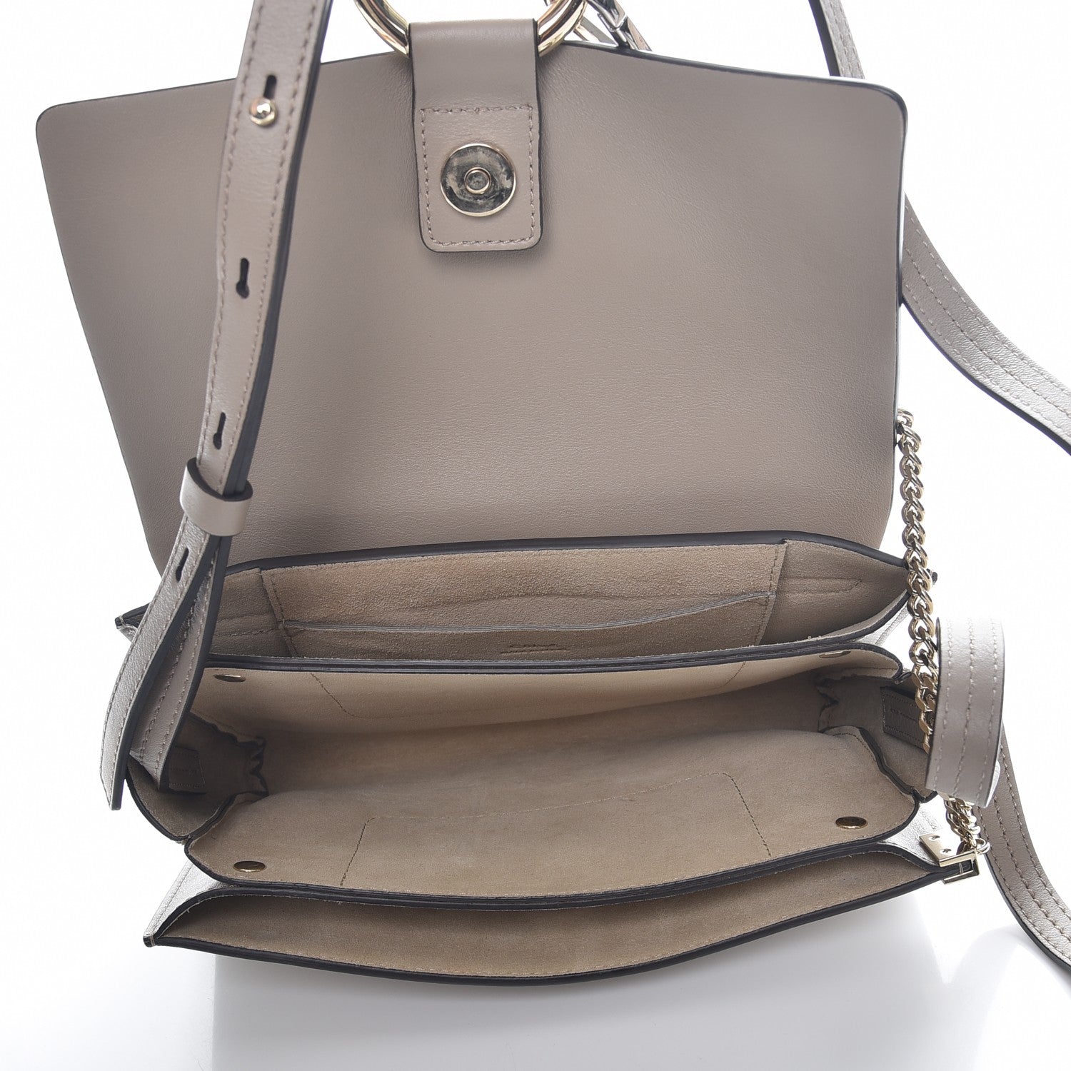 Chloe Suede Calfskin Small Faye Shoulder Bag Motty Grey 5 of 7
