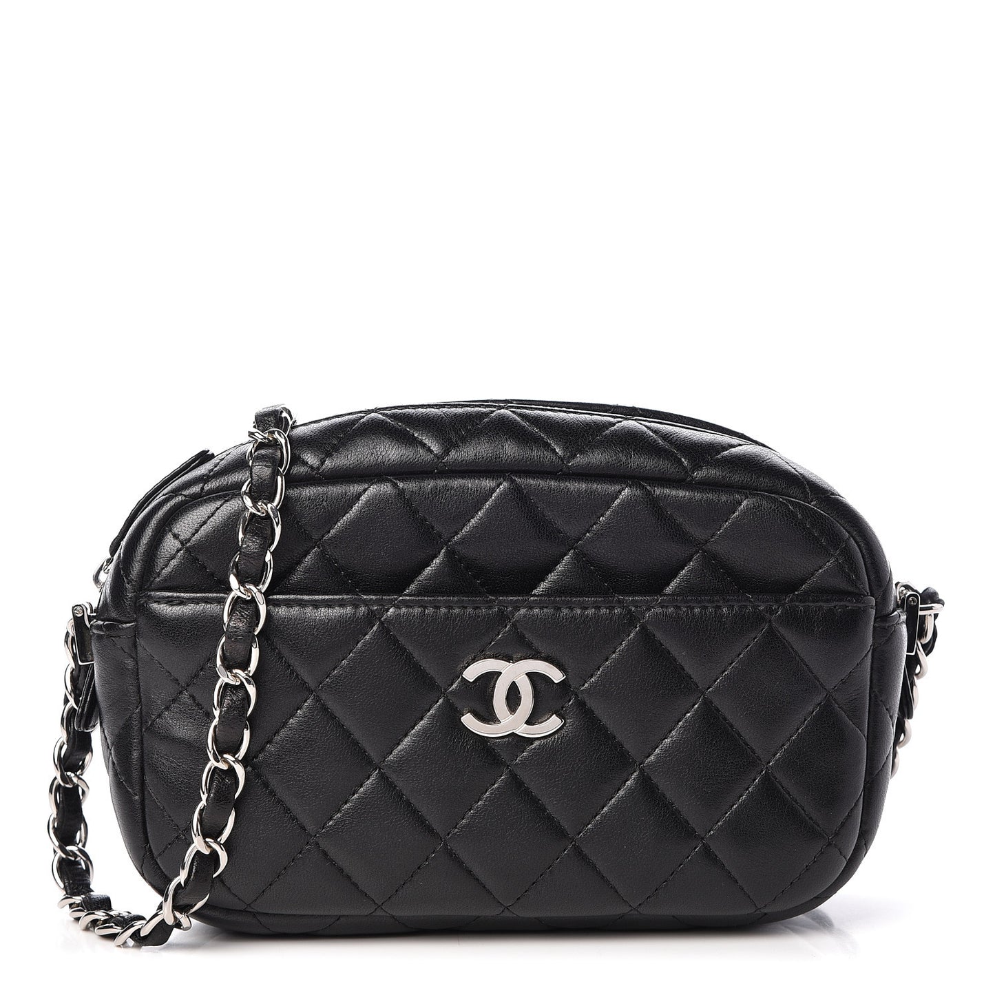 Lambskin Quilted Small Timeless Camera Case Black