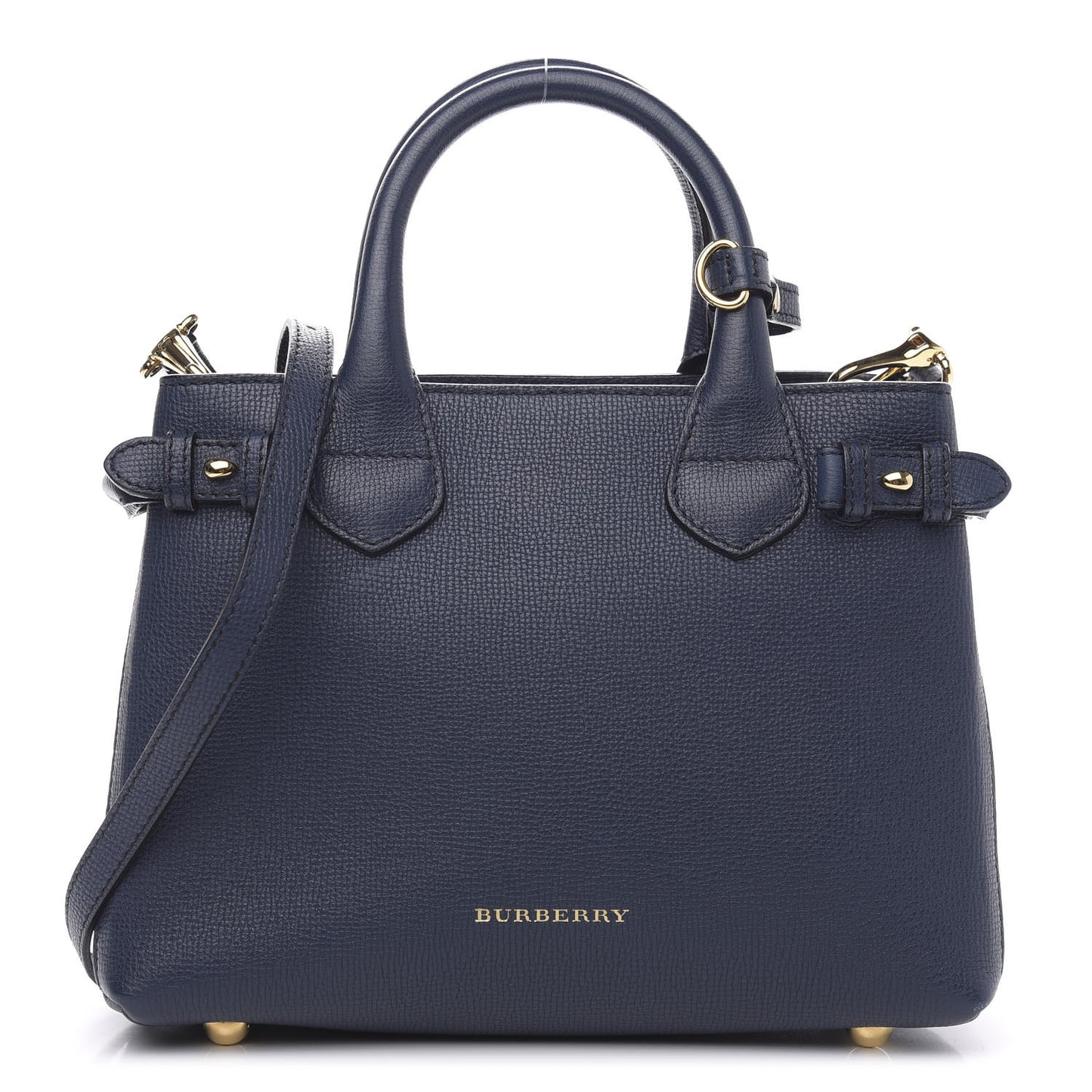 Grainy Calfskin House Check Small Banner Tote Midnight Blue