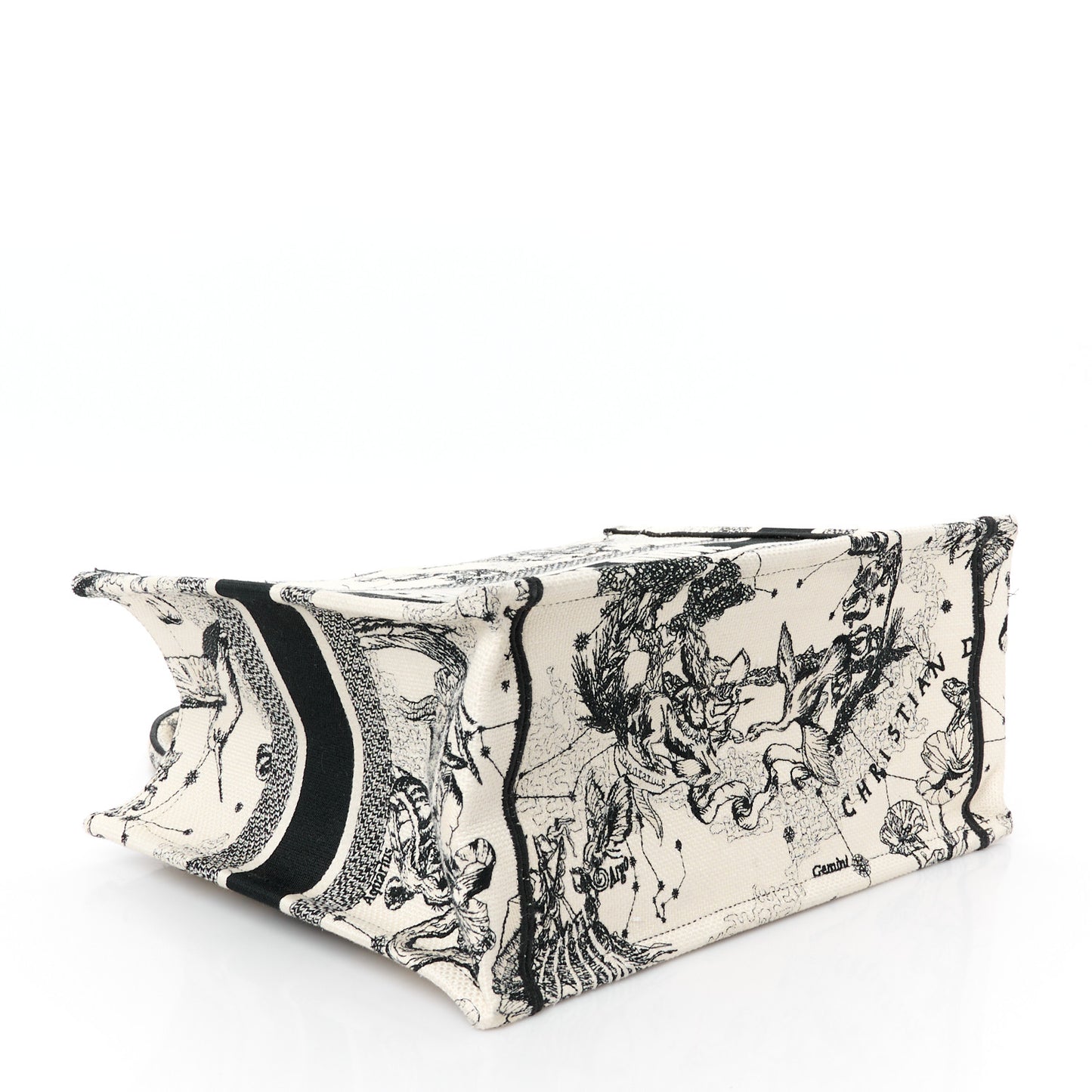 Canvas Zodiac Toile De Jouy Embroidered Medium Book Tote Latte