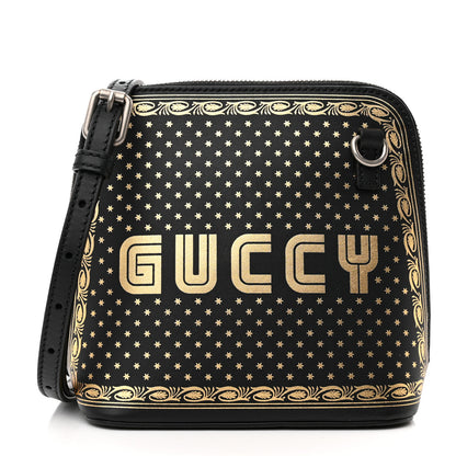 Gucci X SEGA Calfskin GUCCY Stars Mini Dome Shoulder Bag Black Gold 1 of 14