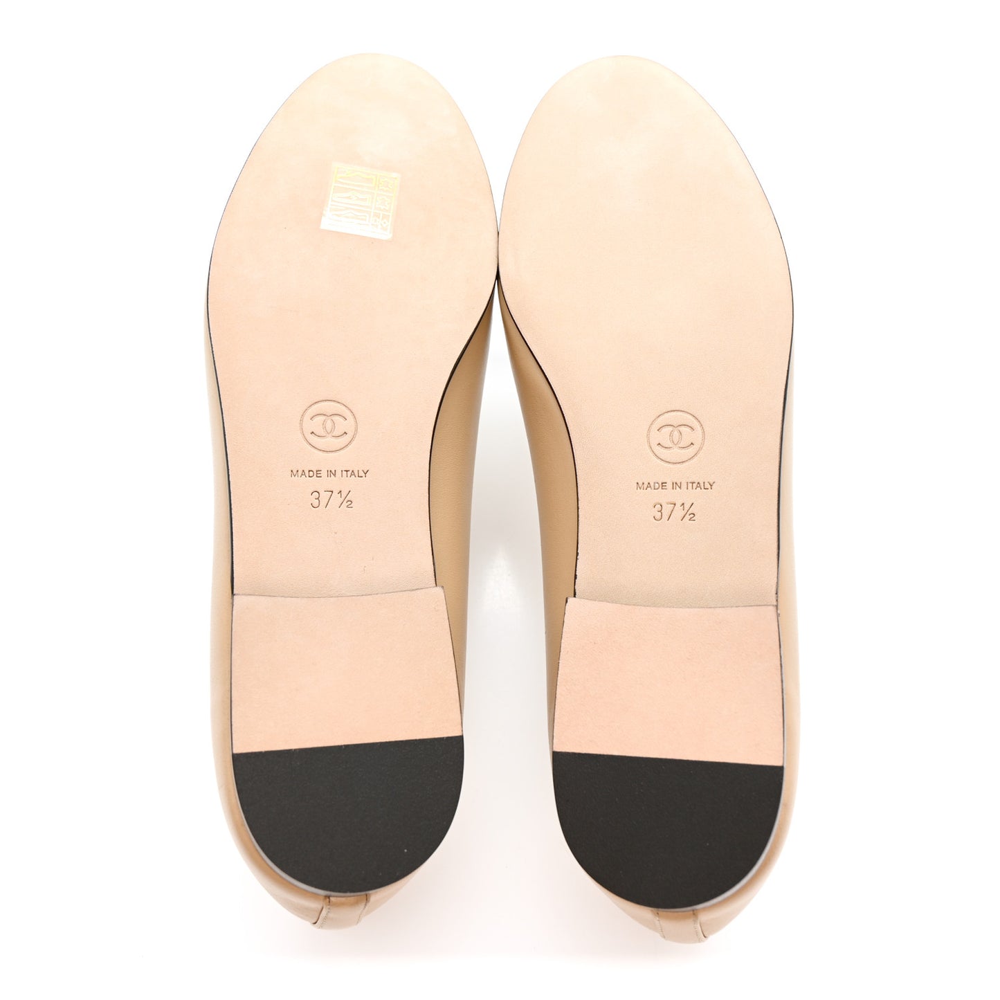 Lambskin Cap Toe CC Ballerina Flats 37.5 Beige Black
