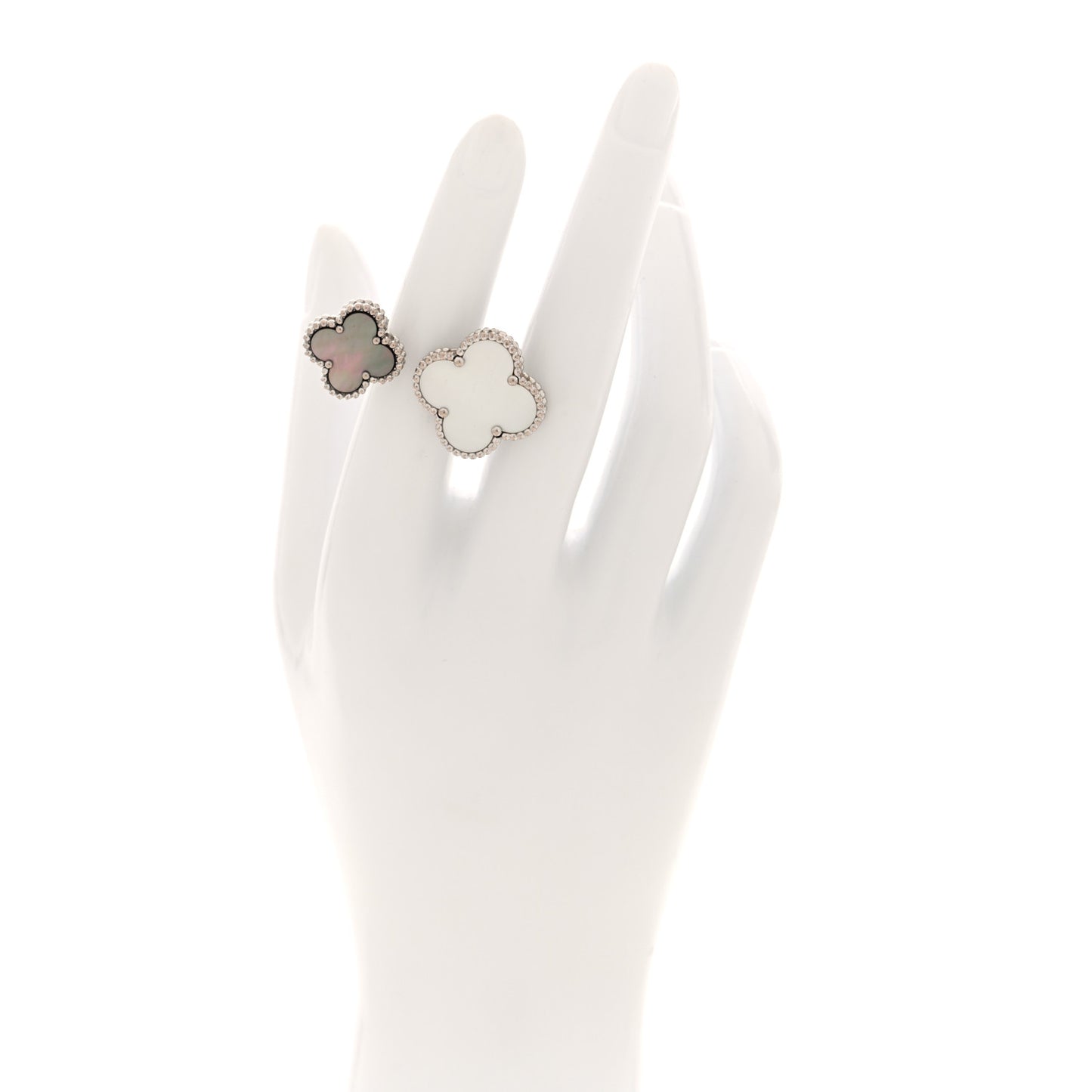 18K White Gold Mother of Pearl Magic Alhambra Between the Finger Ring 48 4.5